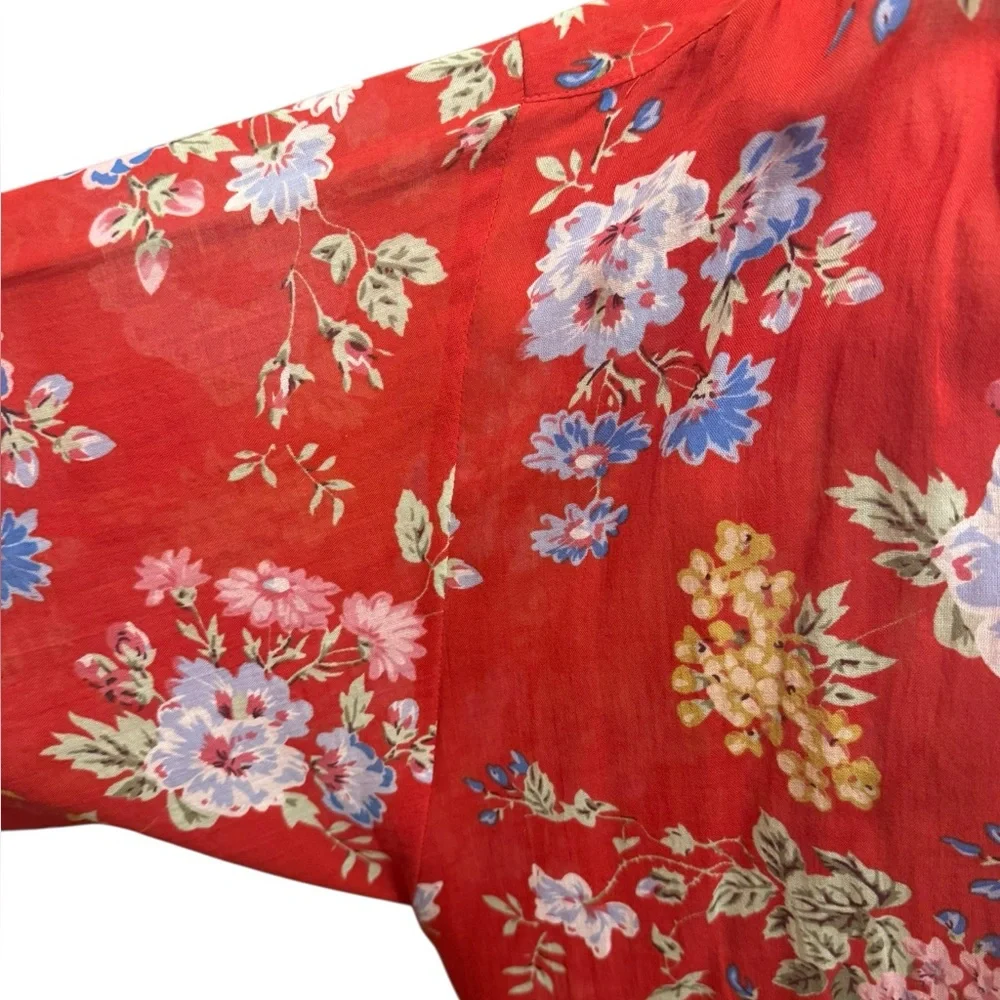 Gerard Darel Paris red cotton floral blouse. Size 46 (XL). Mint condition. - Picture 4 of 9